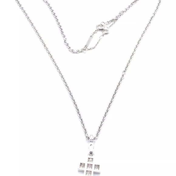 Authentic! Cartier 18k White Gold Diamond Cross Pendant Chain Necklace - Picture 10 of 13